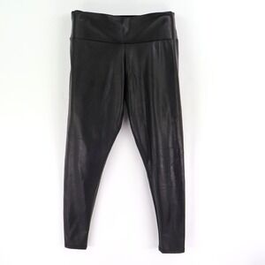 Faux Leather Leggings High Rise Womens Sz M Black Polyester Blend Stretch Ginasy